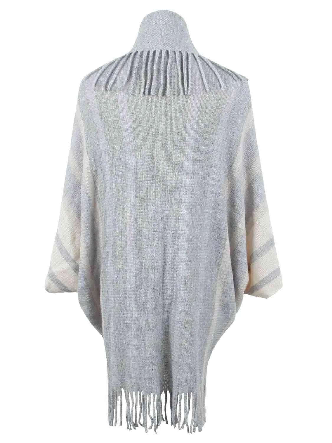 Fringe Detail Open Front Poncho - Bona Fide Fashion