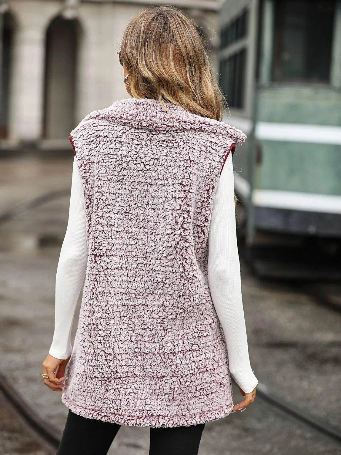 Full Size Button Down Collared Neck Vest - Bona Fide Fashion