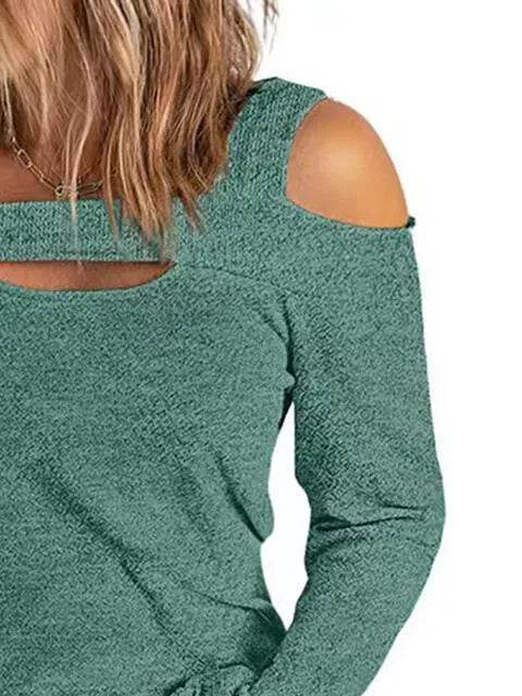 Full Size Cutout Cold Shoulder Blouse - Bona Fide Fashion