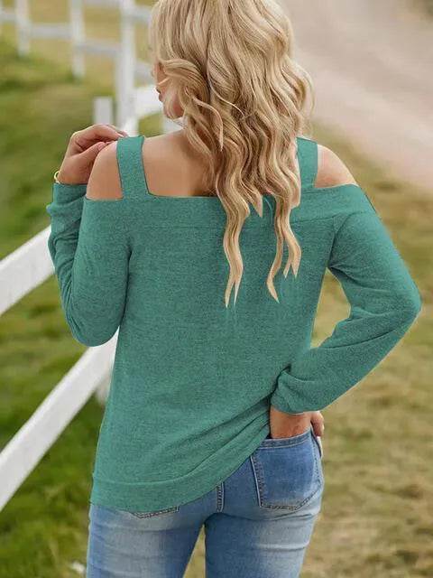 Full Size Cutout Cold Shoulder Blouse - Bona Fide Fashion