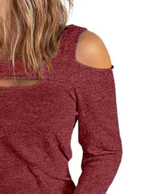 Full Size Cutout Cold Shoulder Blouse - Bona Fide Fashion