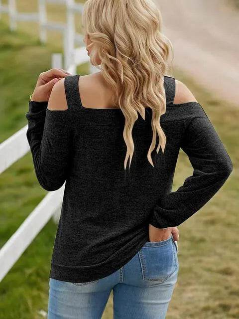 Full Size Cutout Cold Shoulder Blouse - Bona Fide Fashion
