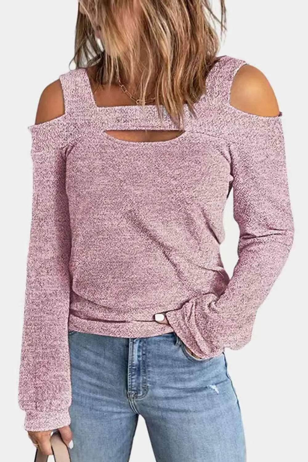 Full Size Cutout Cold Shoulder Blouse - Bona Fide Fashion