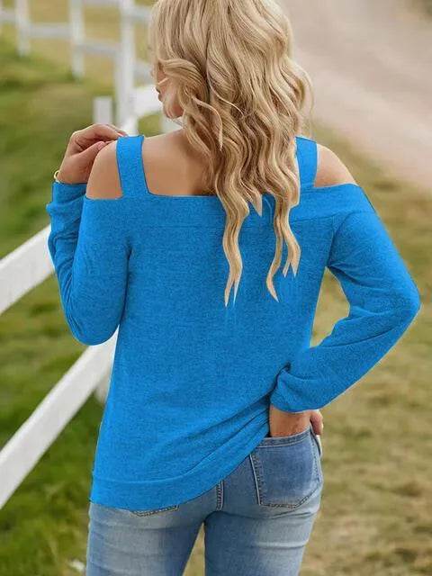 Full Size Cutout Cold Shoulder Blouse - Bona Fide Fashion