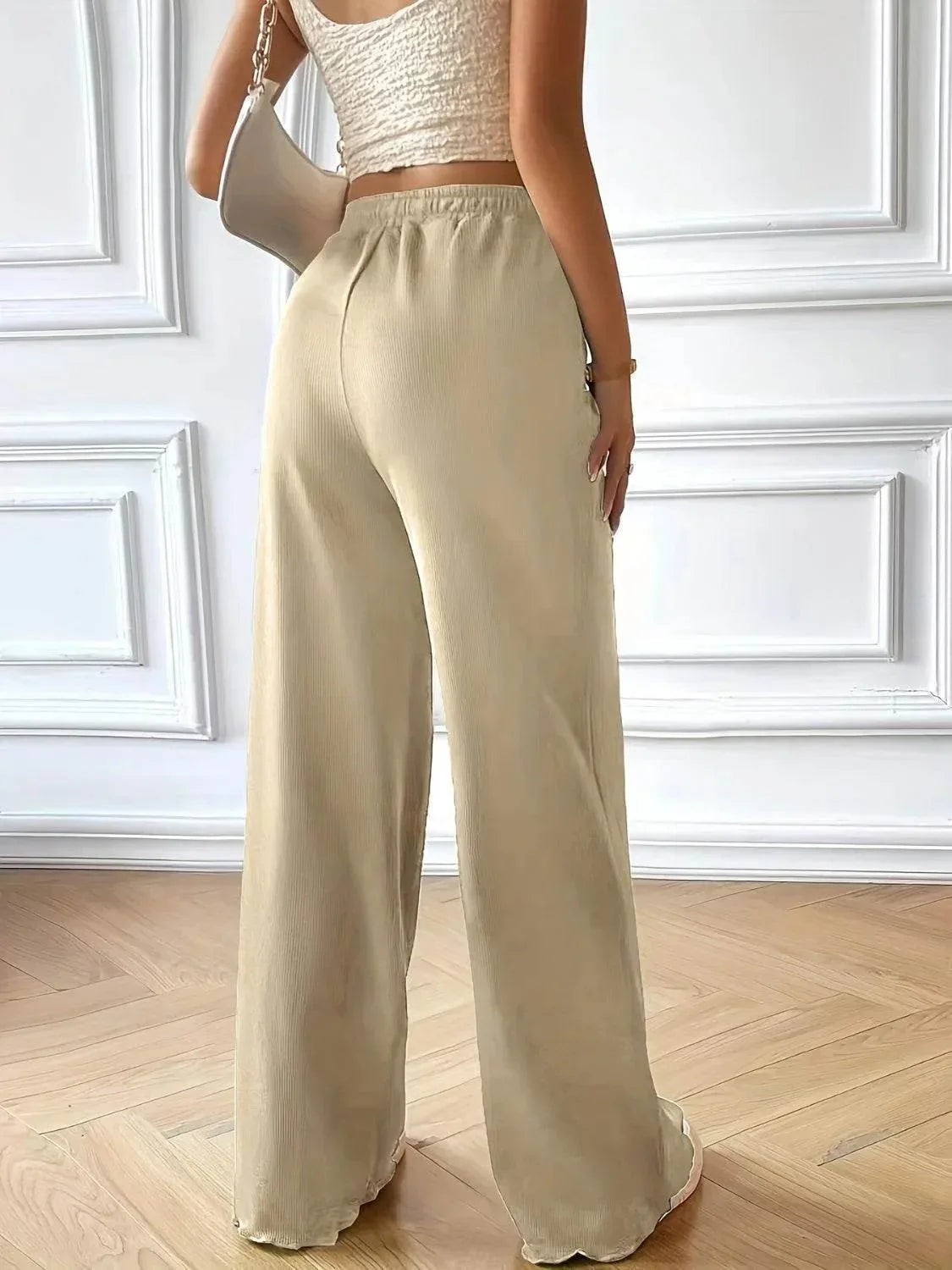 Full Size Drawstring Pocketed Wide Leg Pants - Bona Fide Fashion