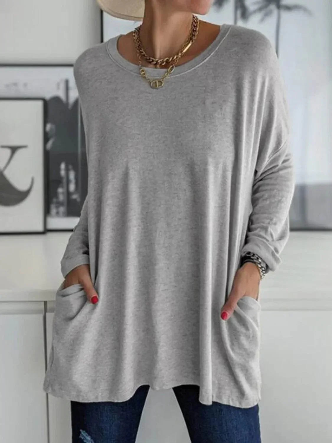 Full Size Round Neck Long Sleeve T-Shirt - Bona Fide Fashion