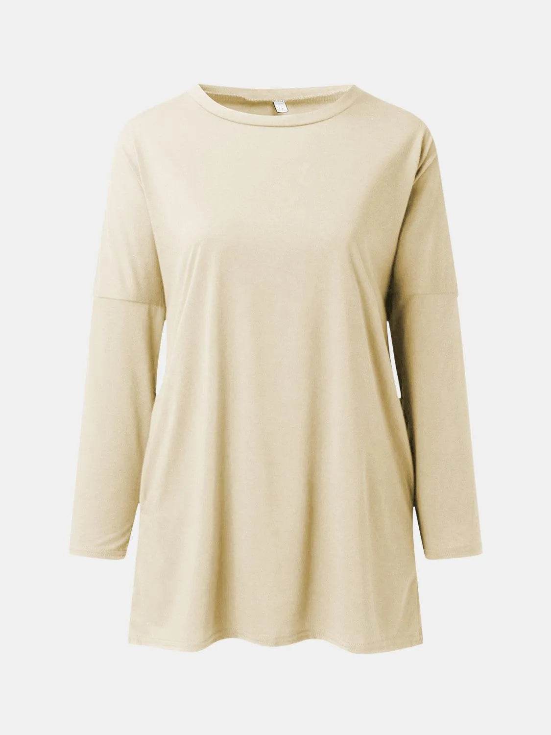 Full Size Round Neck Long Sleeve T-Shirt - Bona Fide Fashion