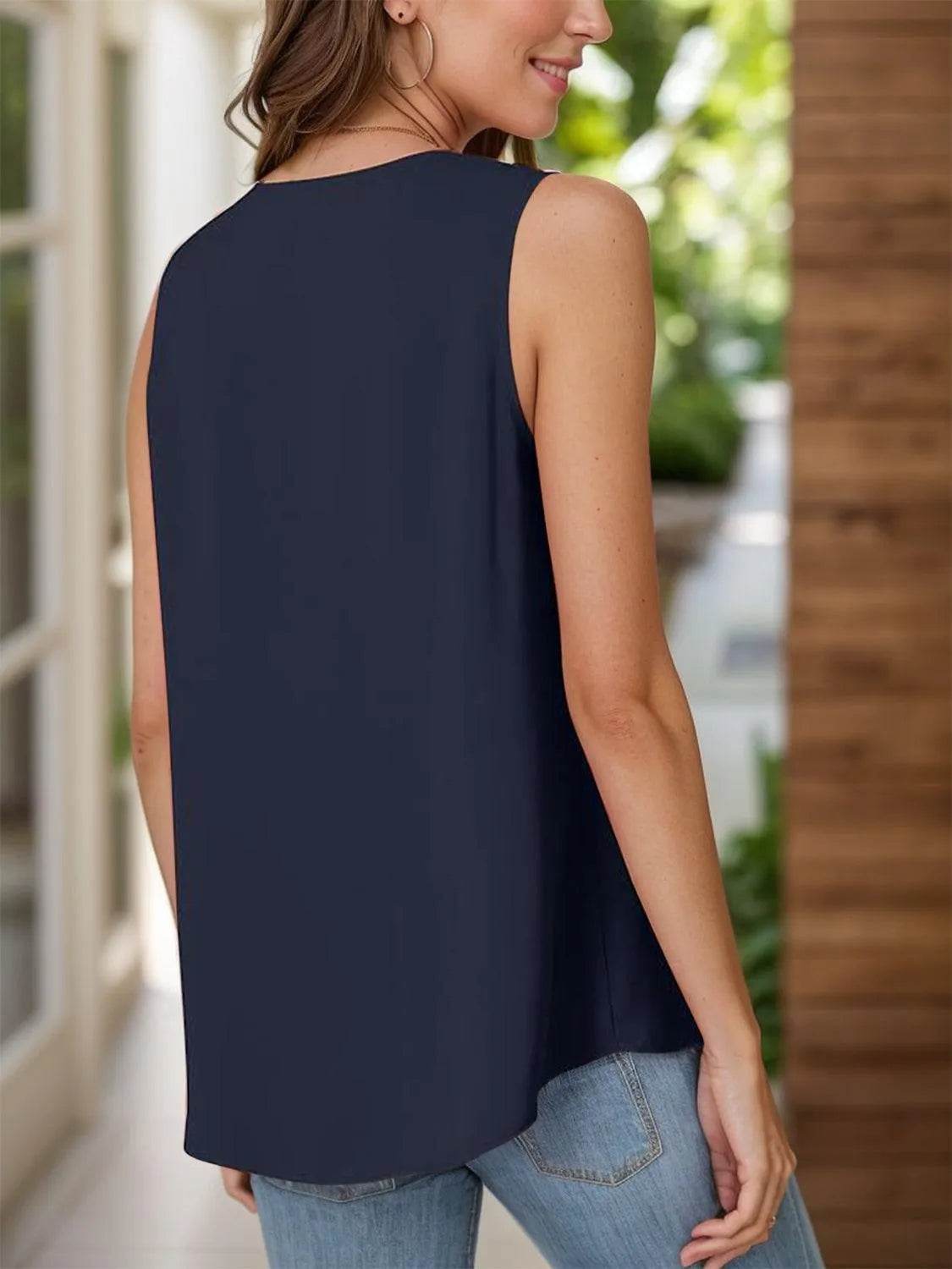 Full Size Ruched V-Neck Tank - Bona Fide Fashion