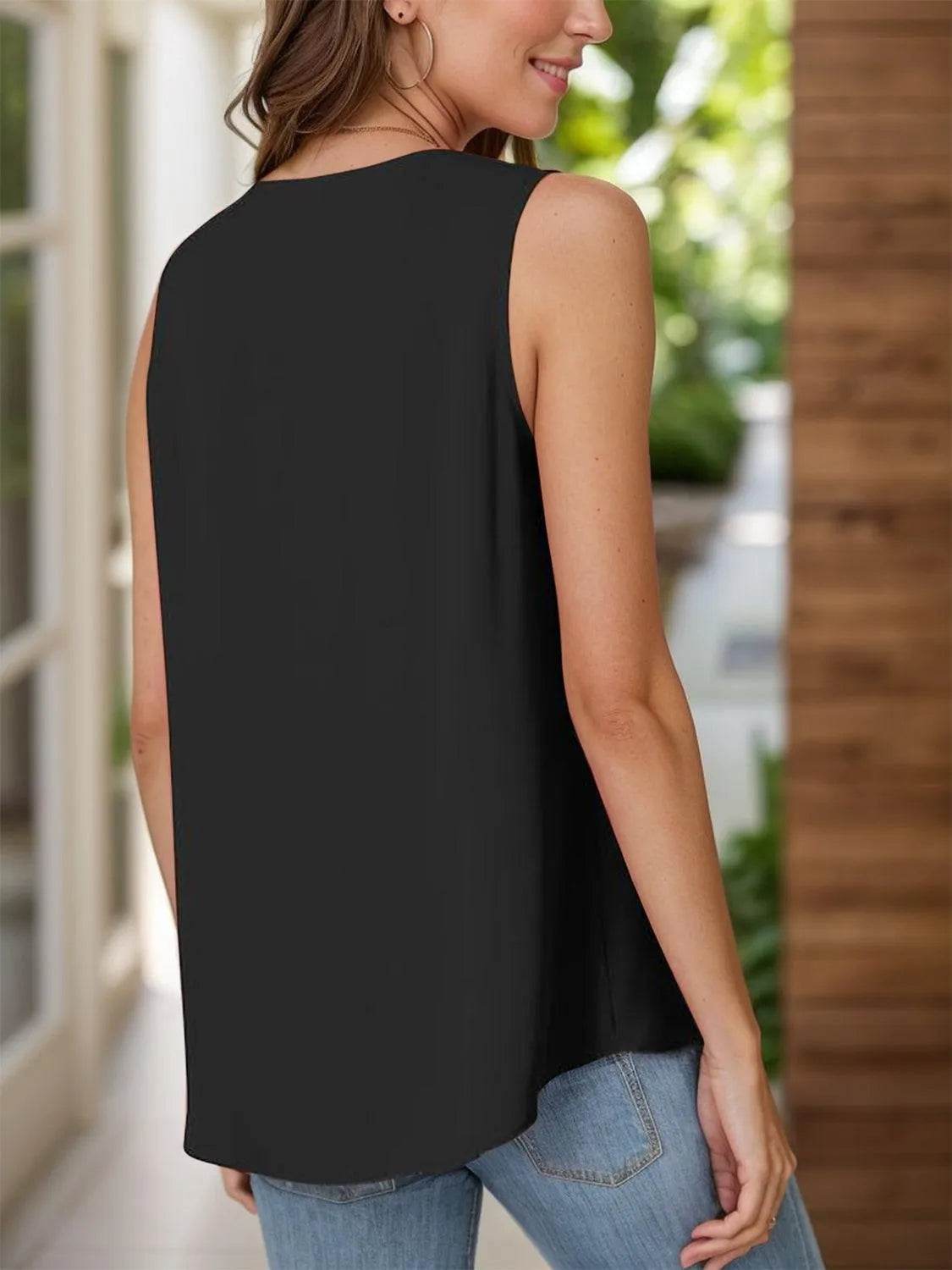 Full Size Ruched V-Neck Tank - Bona Fide Fashion