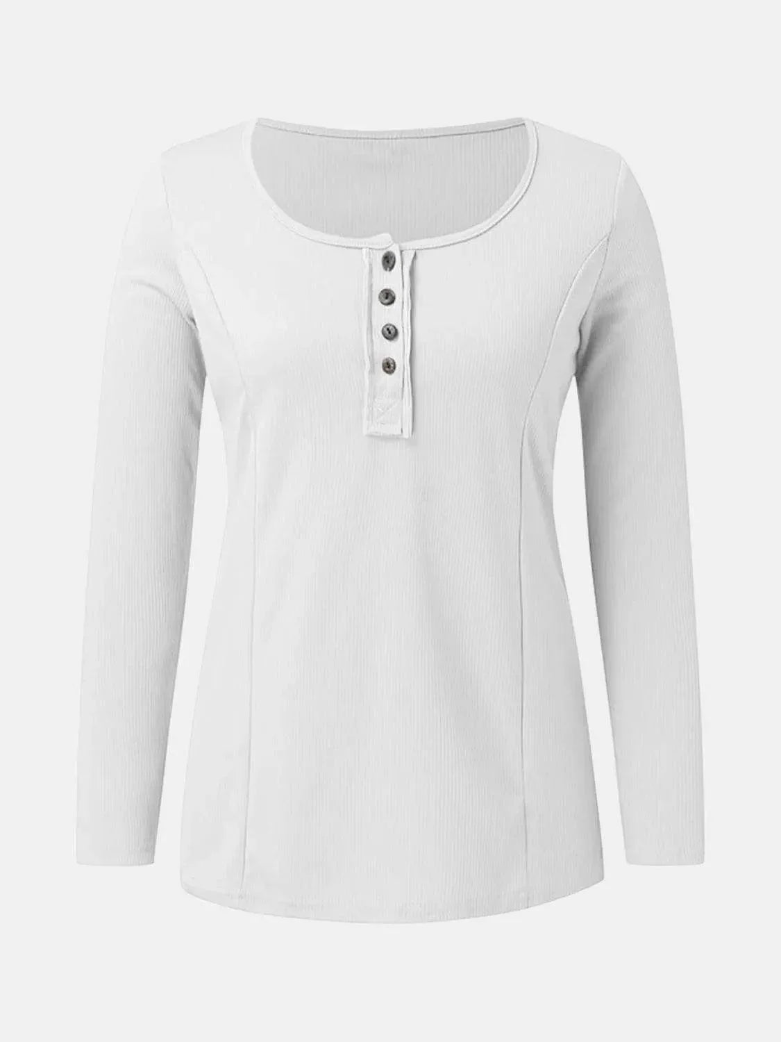 Full Size Scoop Neck Long Sleeve T-Shirt - Bona Fide Fashion