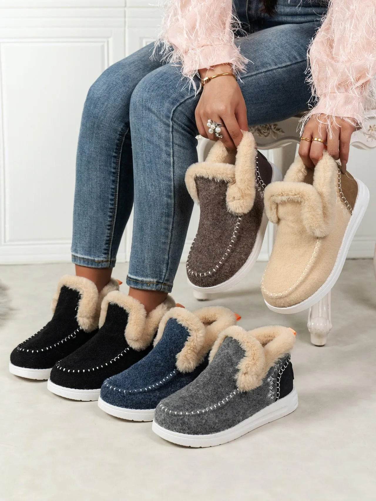 Furry Suede Round Toe Flat Sneakers - Bona Fide Fashion