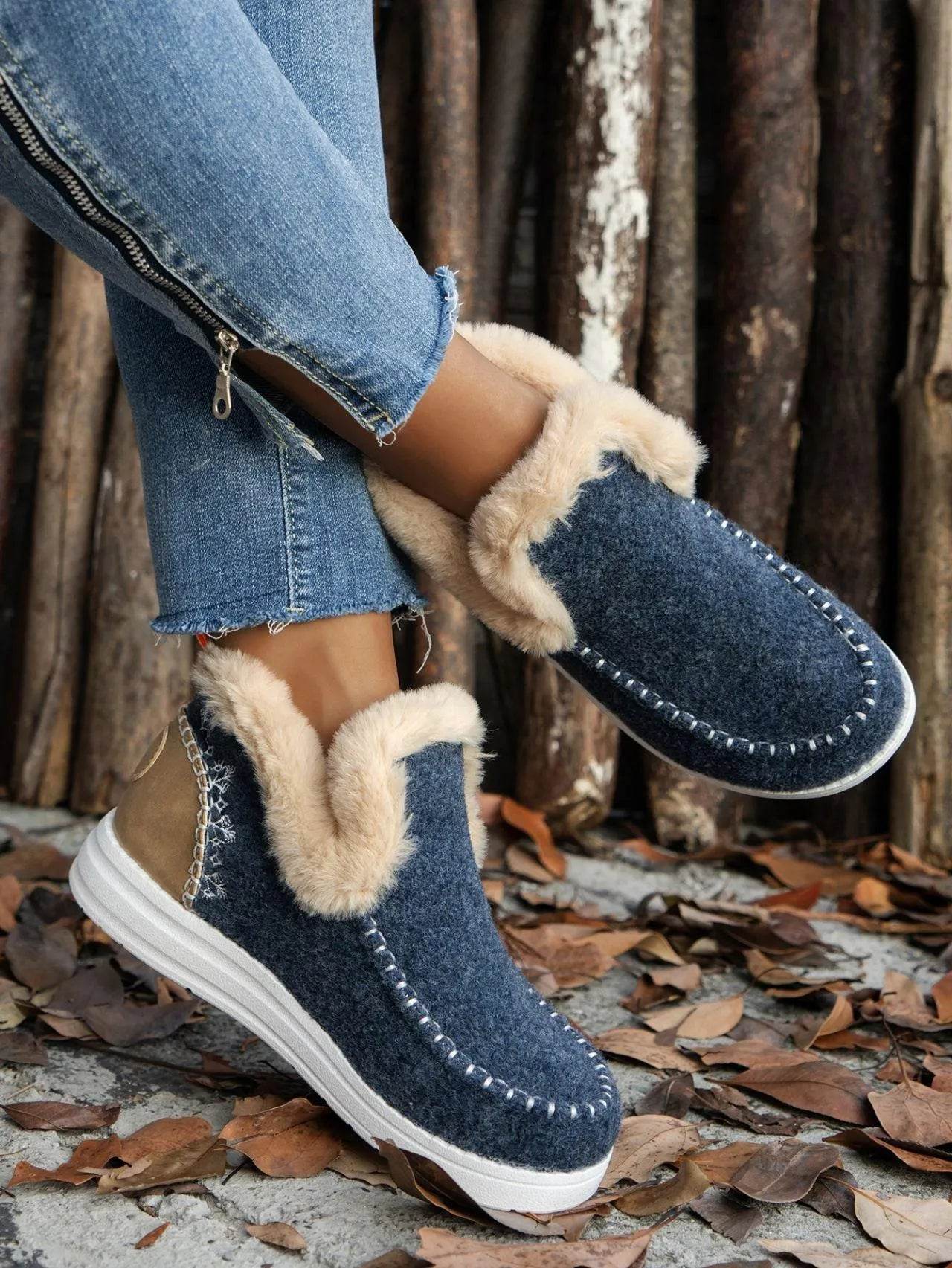 Furry Suede Round Toe Flat Sneakers - Bona Fide Fashion