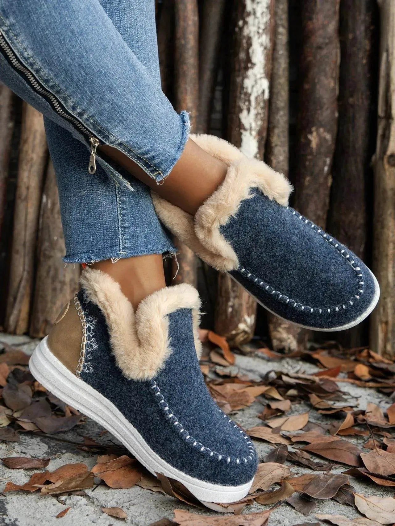 Furry Suede Round Toe Flat Sneakers - Bona Fide Fashion
