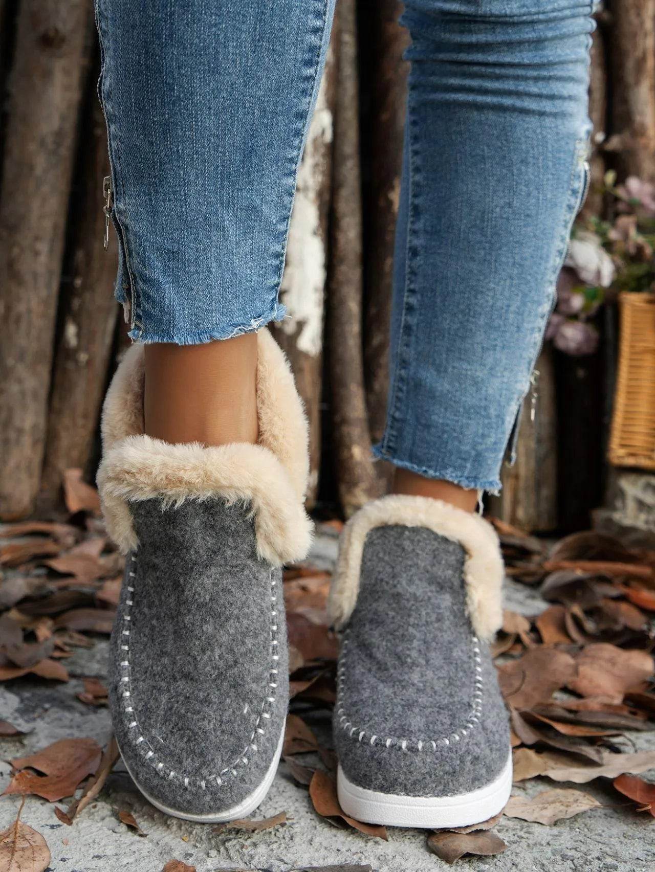 Furry Suede Round Toe Flat Sneakers - Bona Fide Fashion
