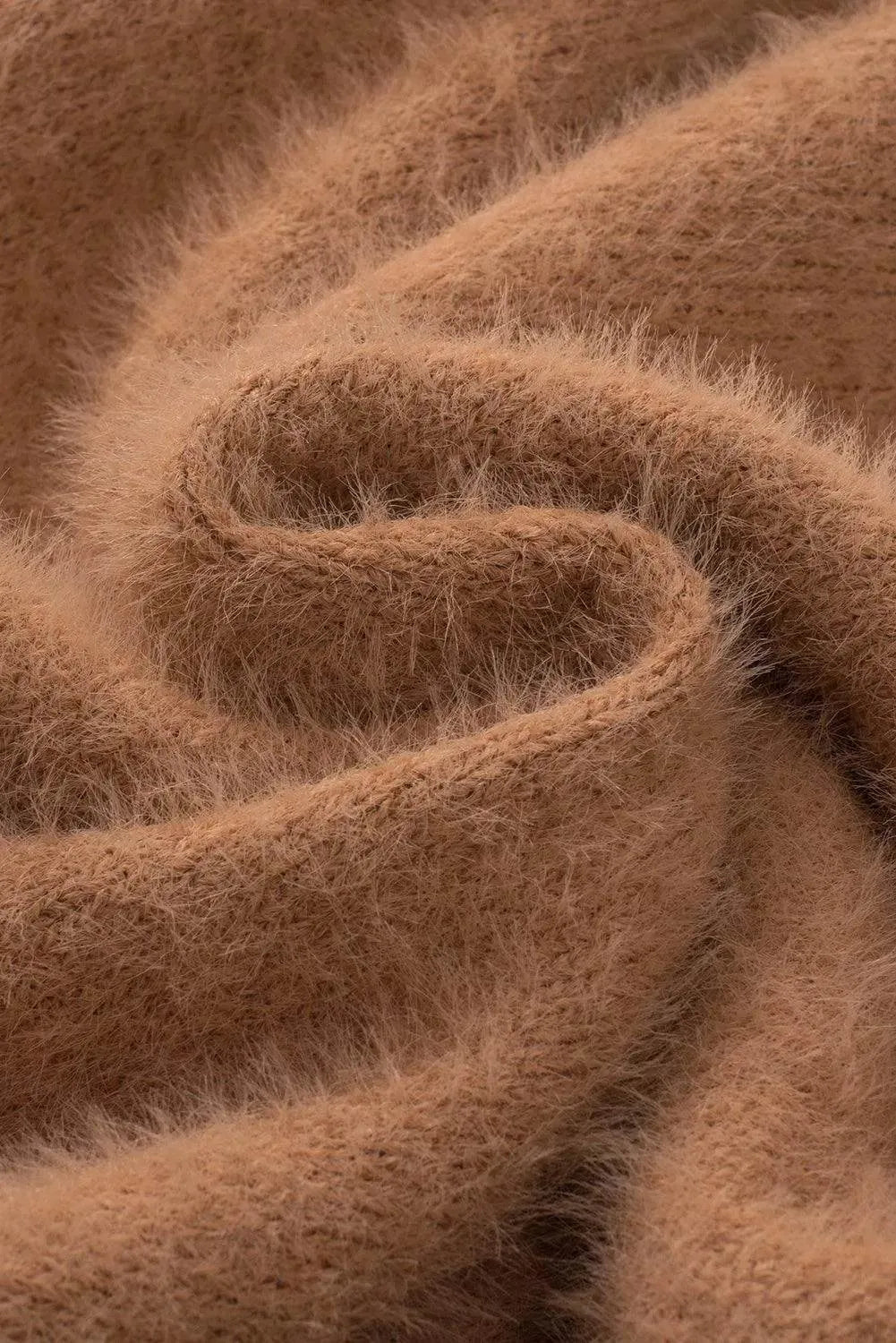 Fuzzy Round Neck Half Sleeve Sweater - Bona Fide Fashion