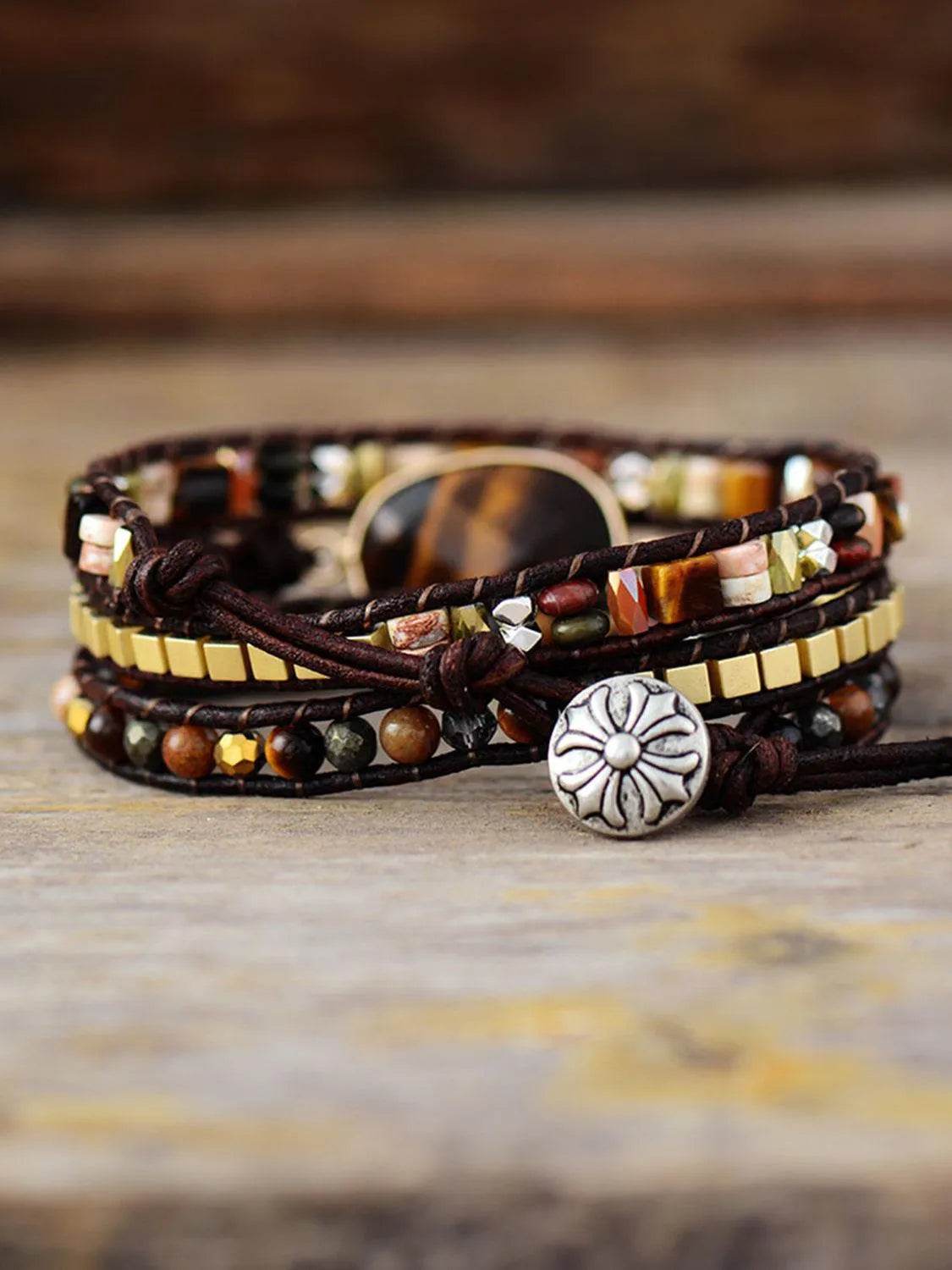 Geometrical Shape Triple-Layer Bracelet - Bona Fide Fashion