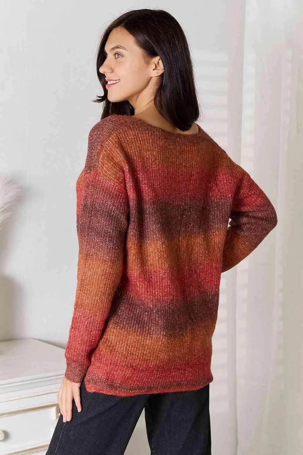 Gradient V-Neck Sweater - Bona Fide Fashion