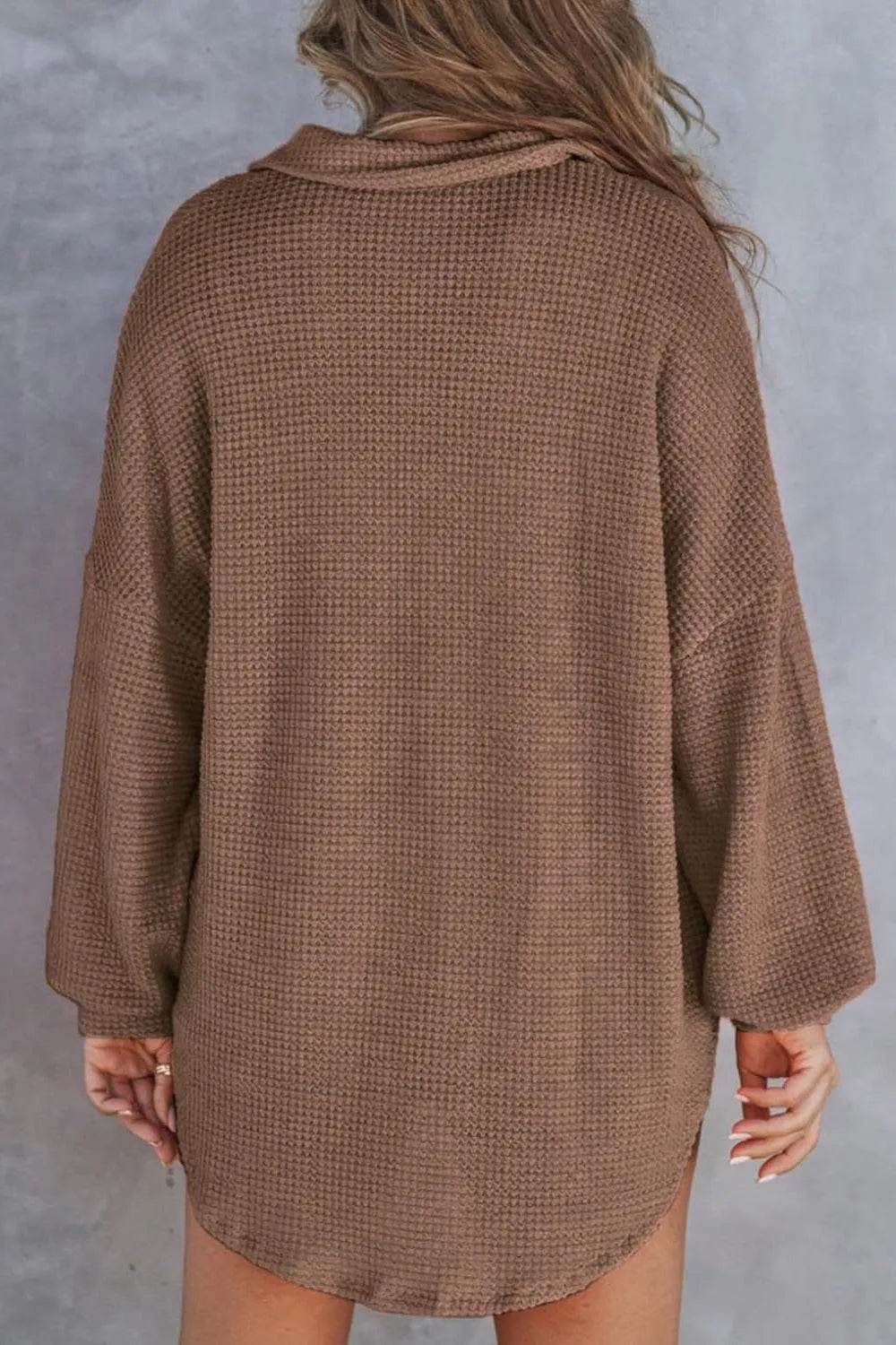 Half Button Long Sleeve Sweatshirt - Bona Fide Fashion