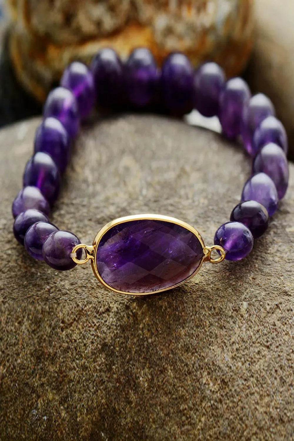 Handmade Amethyst Beaded Bracelet - Bona Fide Fashion