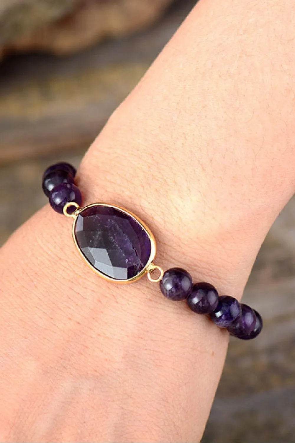 Handmade Amethyst Beaded Bracelet - Bona Fide Fashion