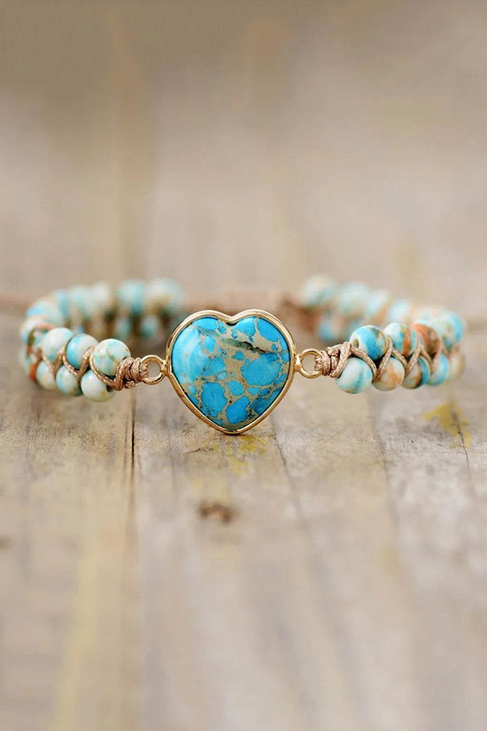 Handmade Heart Shape Natural Stone Bracelet - Bona Fide Fashion