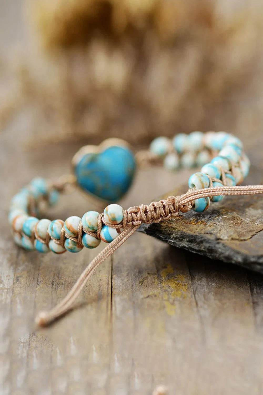 Handmade Heart Shape Natural Stone Bracelet - Bona Fide Fashion