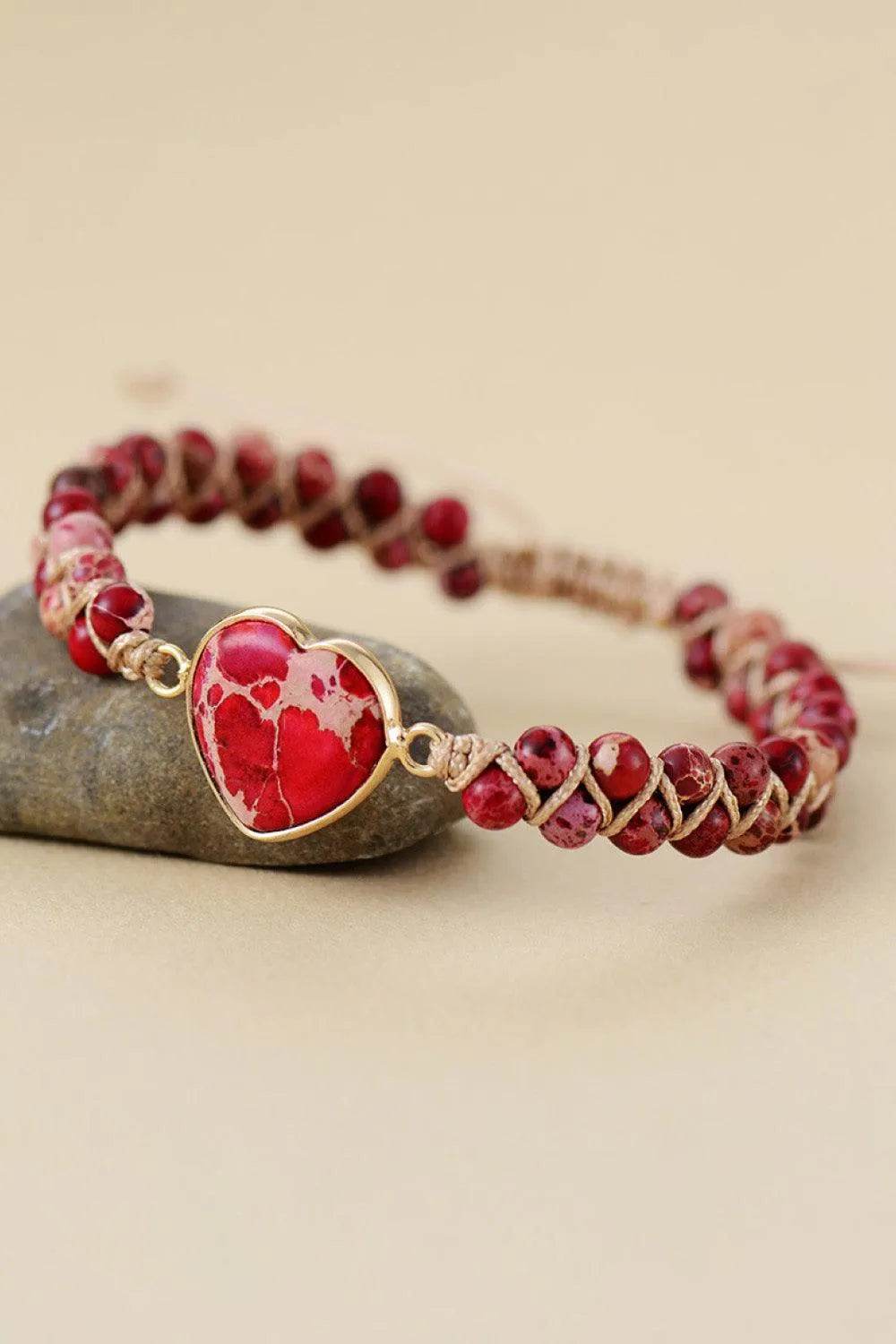 Handmade Heart Shape Natural Stone Bracelet - Bona Fide Fashion
