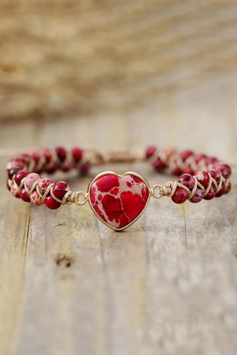 Handmade Heart Shape Natural Stone Bracelet - Bona Fide Fashion