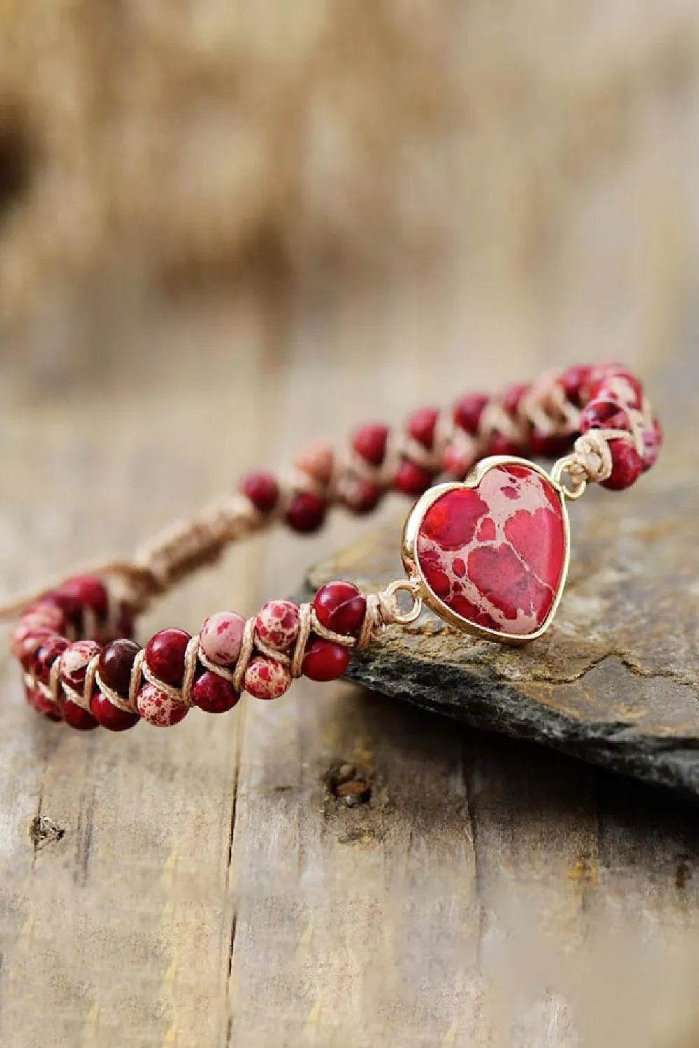 Handmade Heart Shape Natural Stone Bracelet - Bona Fide Fashion