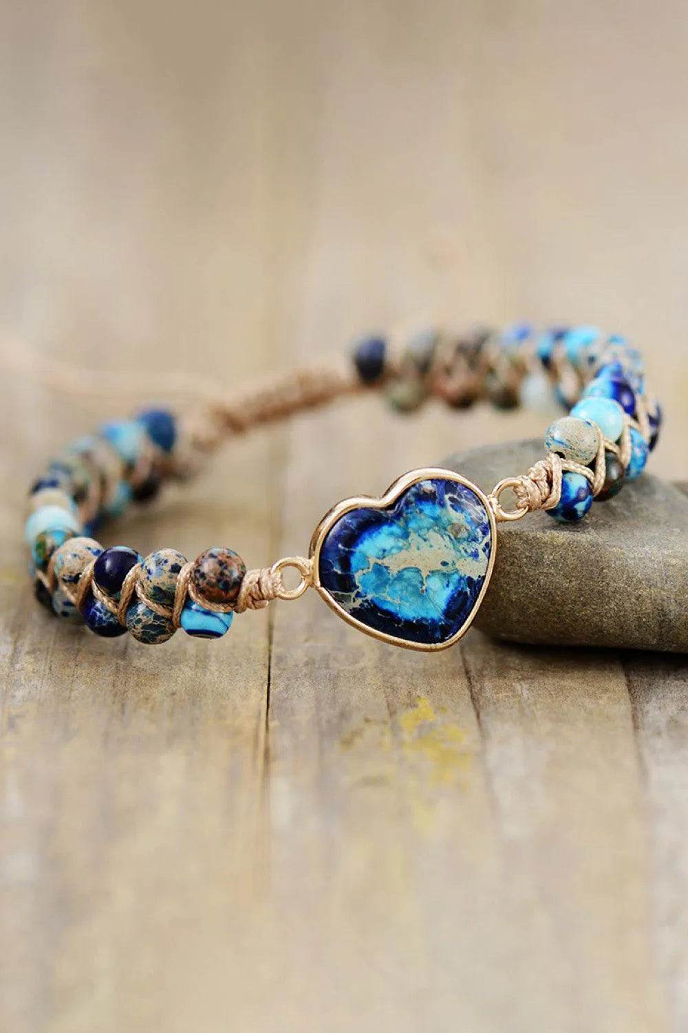 Handmade Heart Shape Natural Stone Bracelet - Bona Fide Fashion