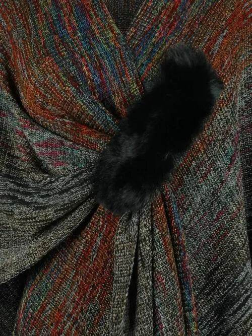 Heathered Fringe Hem Poncho - Bona Fide Fashion