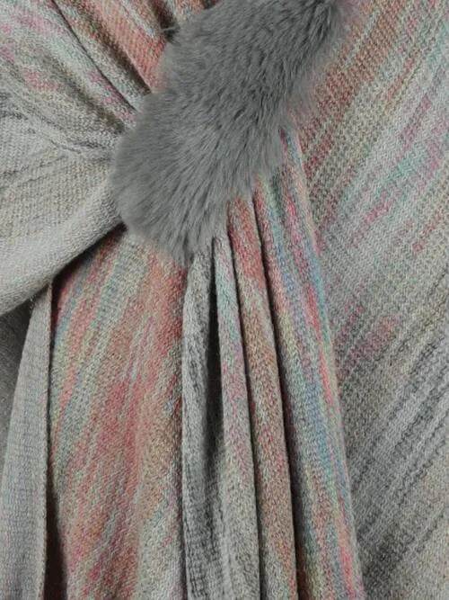 Heathered Fringe Hem Poncho - Bona Fide Fashion
