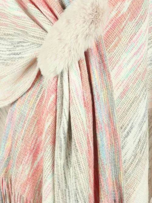 Heathered Fringe Hem Poncho - Bona Fide Fashion