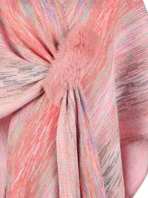 Heathered Fringe Hem Poncho - Bona Fide Fashion