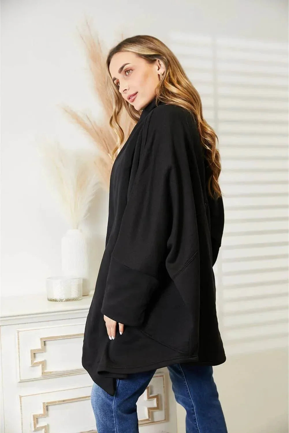 HEYSON Full Size Open Front Cardigan with Scarf Design - Bona Fide Fashion