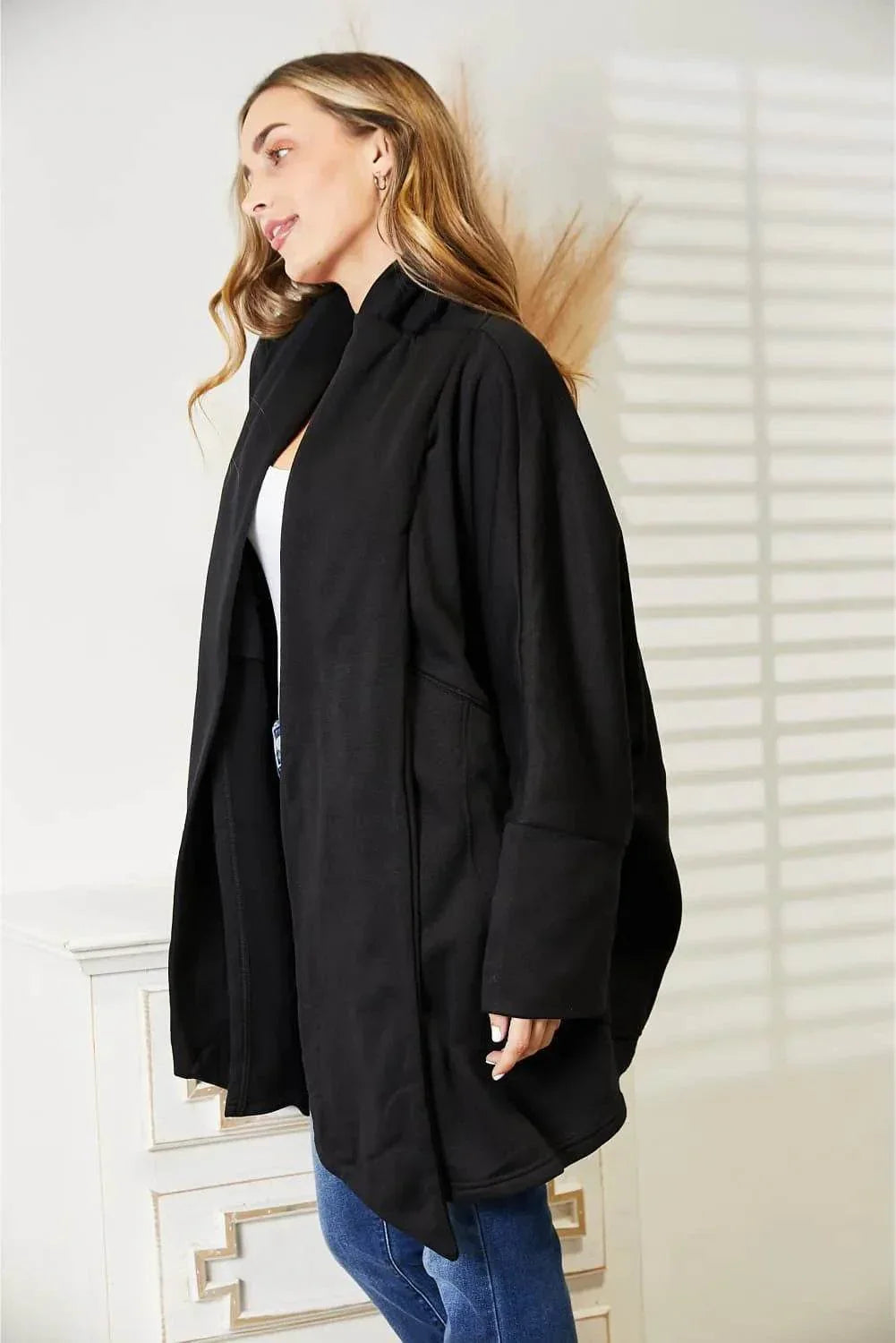 HEYSON Full Size Open Front Cardigan with Scarf Design - Bona Fide Fashion