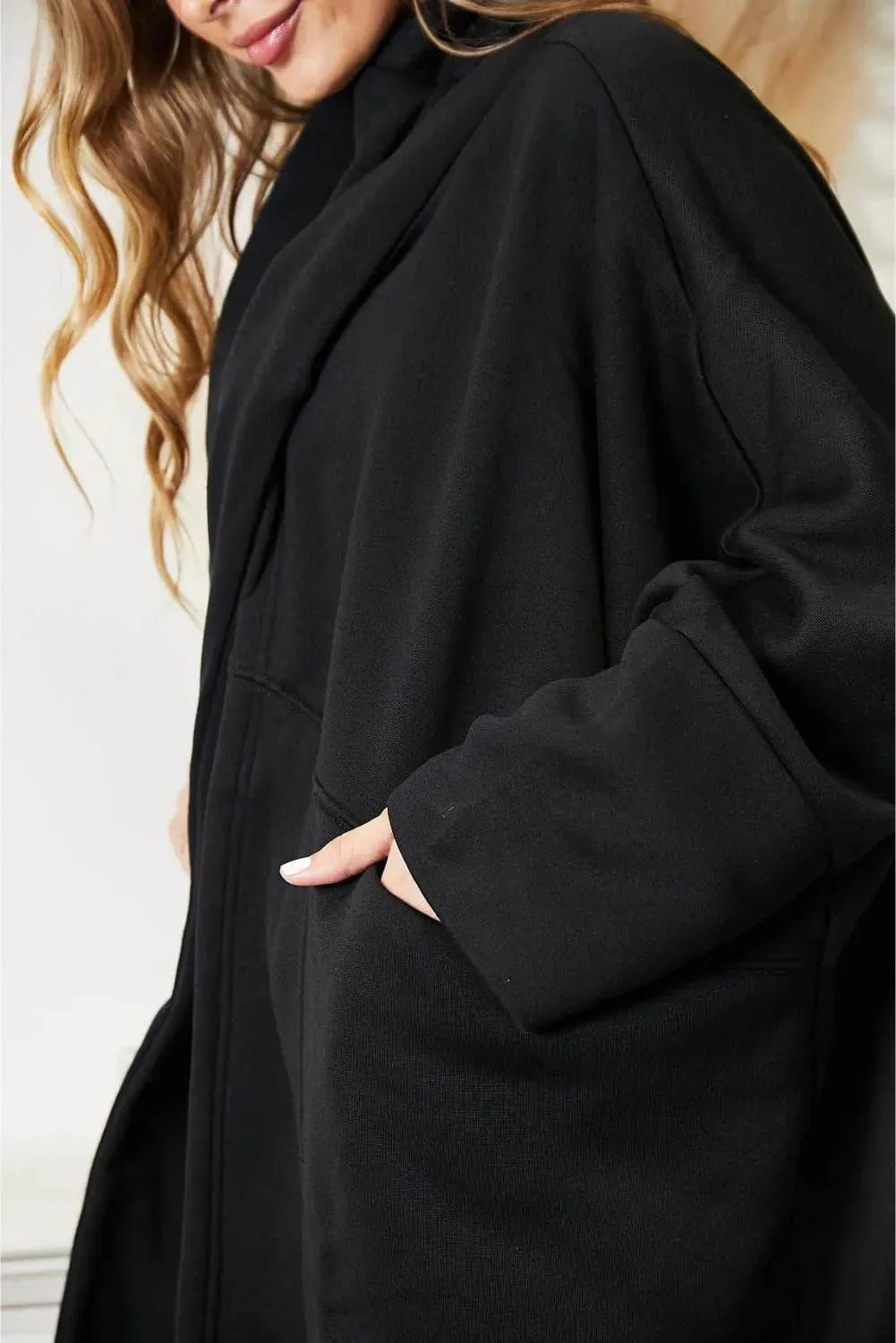 HEYSON Full Size Open Front Cardigan with Scarf Design - Bona Fide Fashion