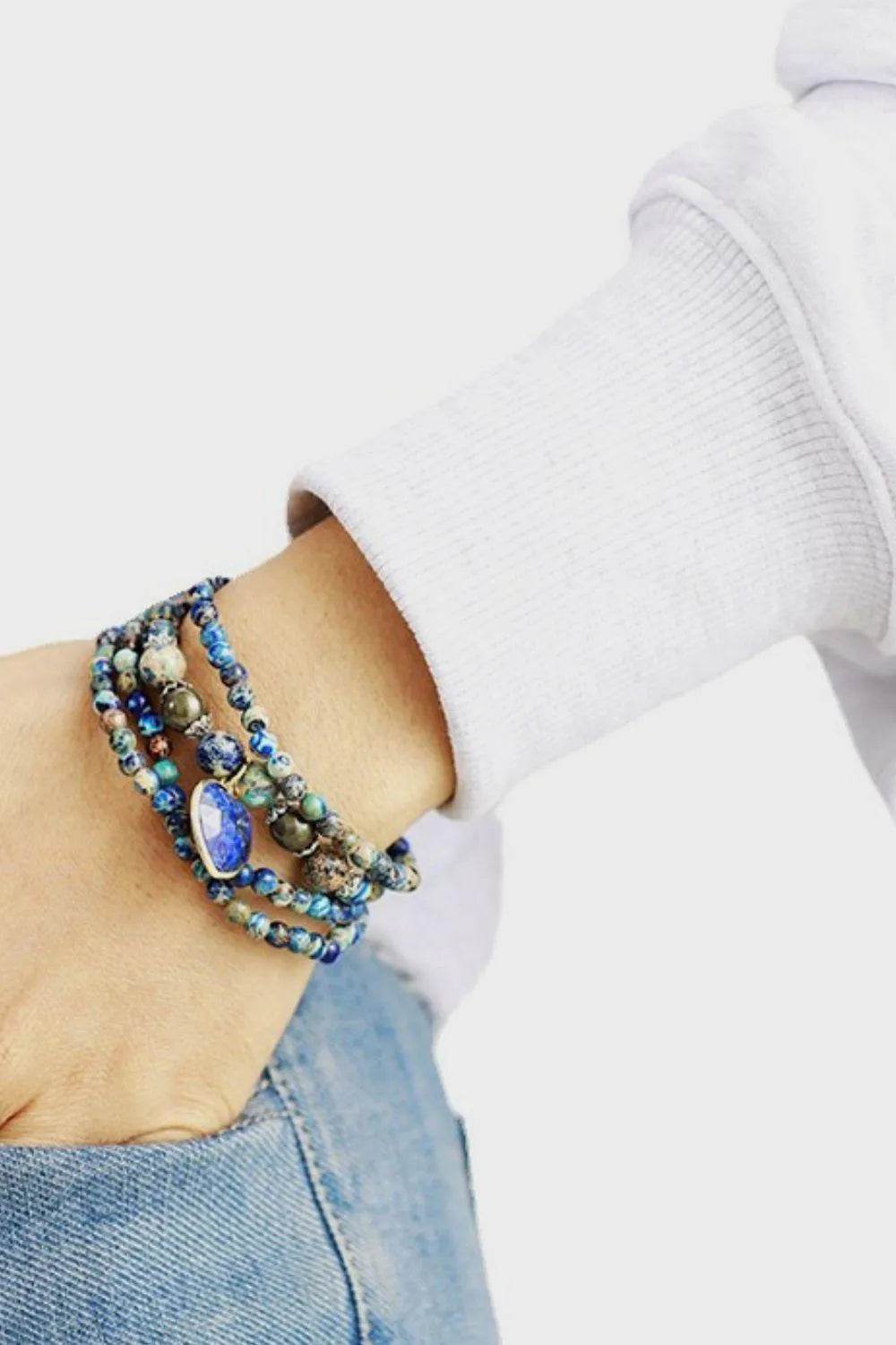 Imperial Stone Heart Three-Layered Bracelet - Bona Fide Fashion