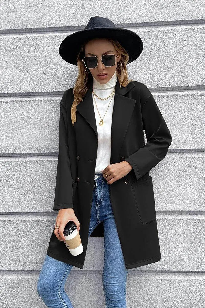 Ivy Lane Lapel Collar Long Sleeve Blazer - Bona Fide Fashion