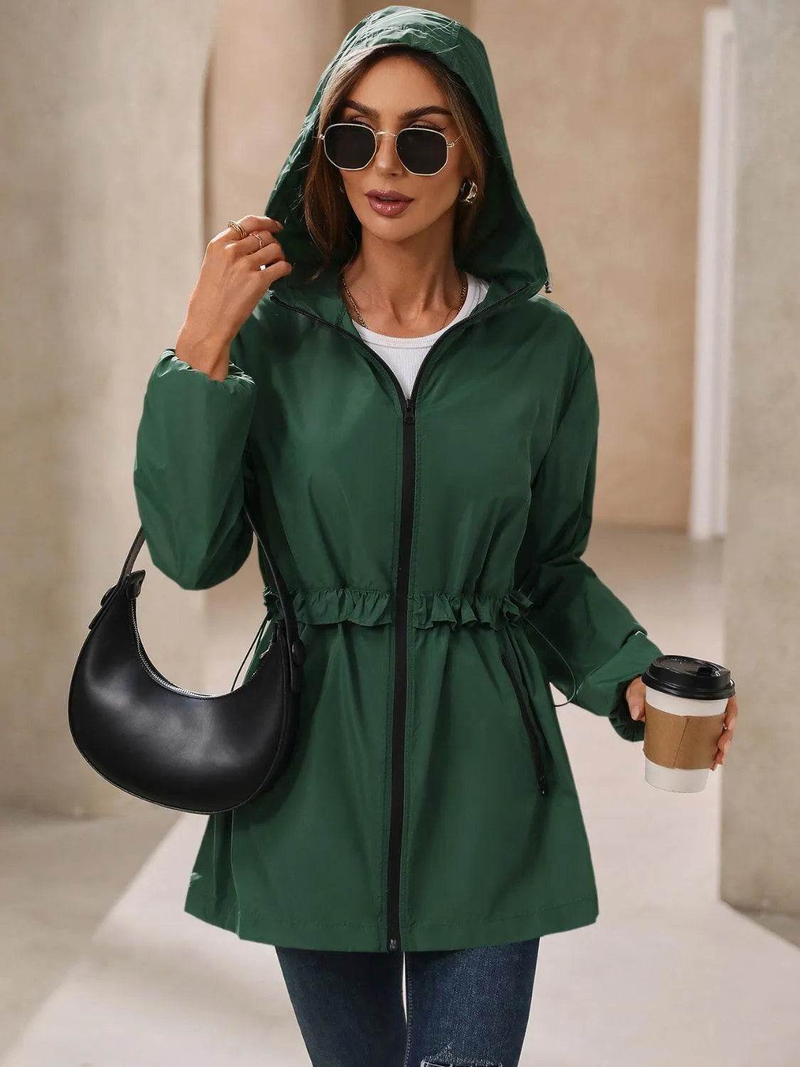 Ivy Lane Outdoor Waterproof Long Sleeve Hooded Windbreaker - Bona Fide Fashion