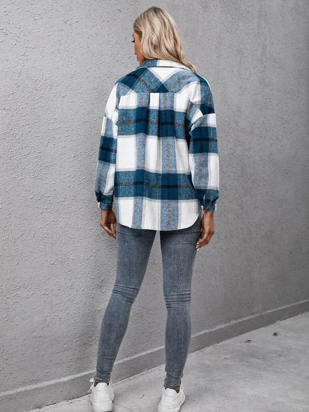 Ivy Lane Plaid Long Sleeve Shirt Jacket - Bona Fide Fashion