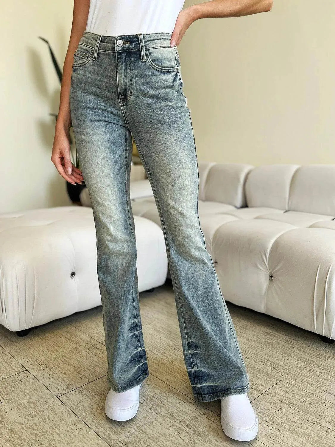 Judy Blue Full Size Mid Rise Flare Jeans - Bona Fide Fashion