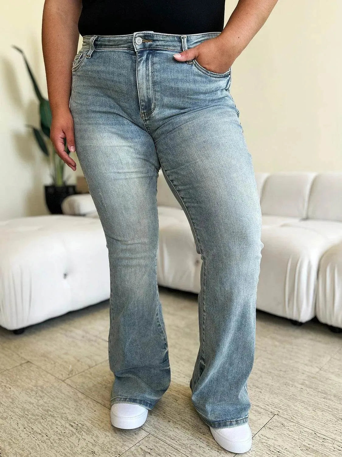 Judy Blue Full Size Mid Rise Flare Jeans - Bona Fide Fashion