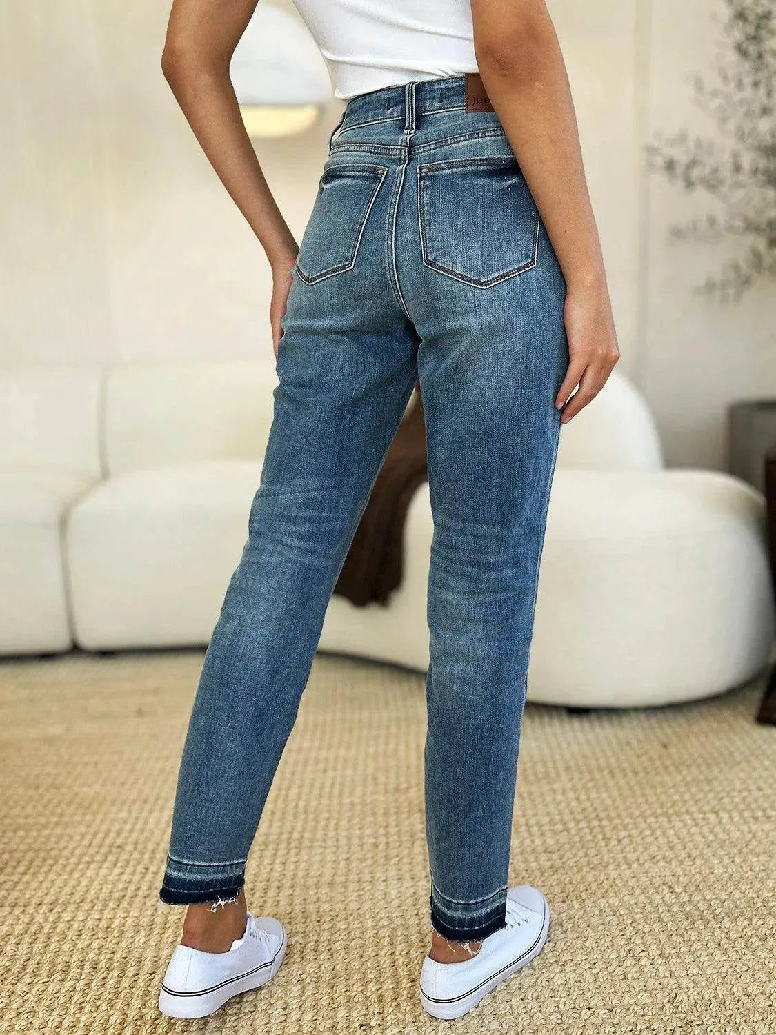 Judy Blue Full Size Mid Rise Rigid Magic Release Hem Jeans - Bona Fide Fashion
