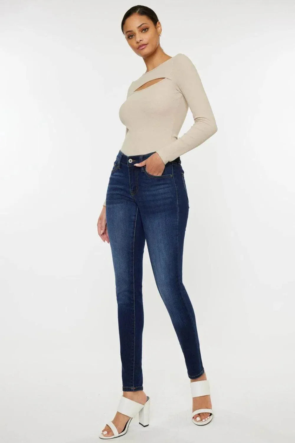 Kancan Mid Rise Gradient Skinny Jeans - Bona Fide Fashion