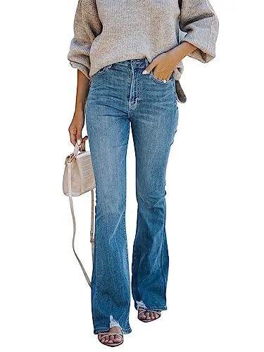 KUNMI Women's Flare Bell Bottom Jeans High Waisted Wide Leg Bootcut Jeans Stretchy Denim Pants - Bona Fide Fashion