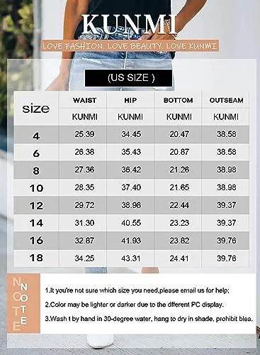 KUNMI Women's Mid Waisted Skinny Ripped Jeans Slim Fit Distressed Stretchy Denim Pants - Bona Fide Fashion