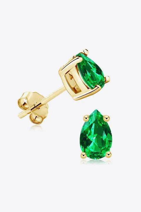 Lab-Grown Emerald Stud Earrings - Bona Fide Fashion