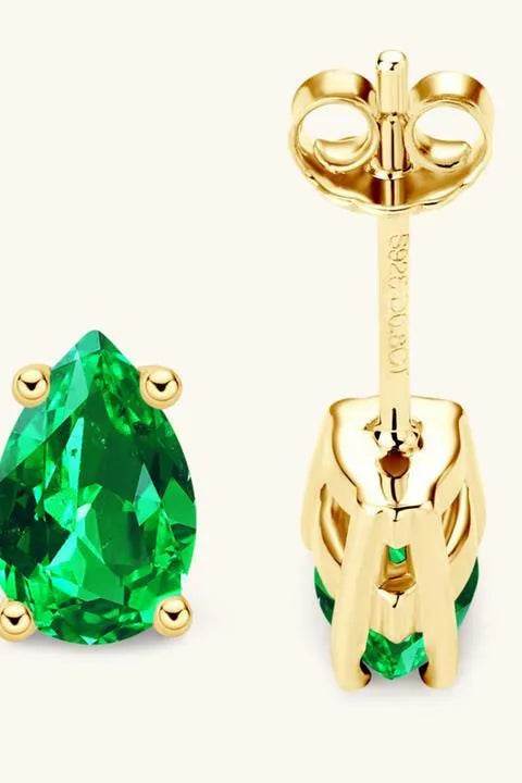 Lab-Grown Emerald Stud Earrings - Bona Fide Fashion