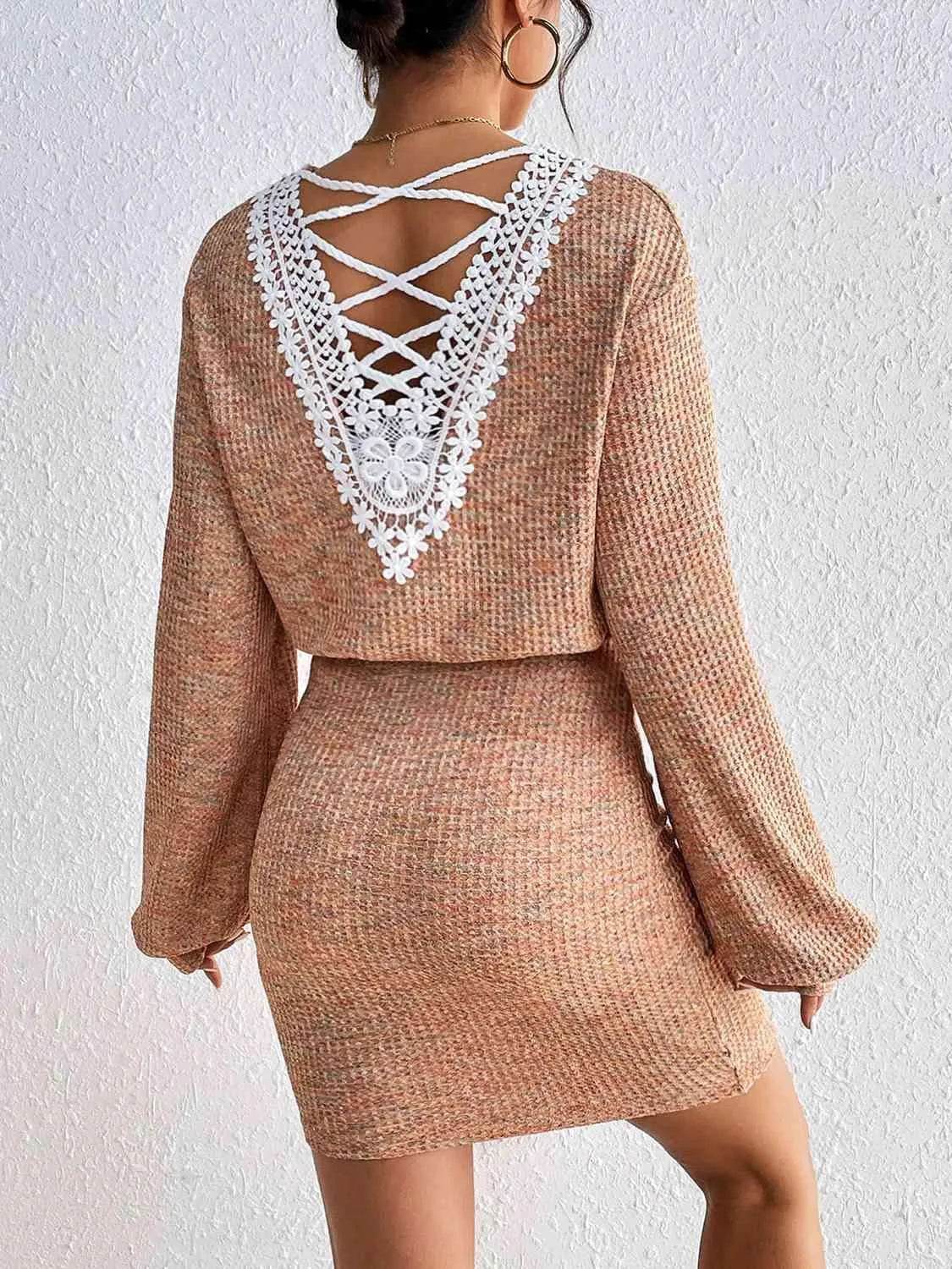 Lace Detail V-Neck Mini Dress - Bona Fide Fashion